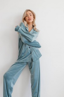 Жіноча піжама велюр Jeny на гудзиках кольору фісташка р.XS  441695