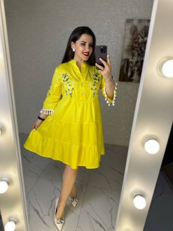 Жіноча сукня вільного крою колір жовтий р.50/52 436861
