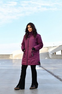Жіноча куртка-пальто із плащової тканини колір марсал р.56/58 445956