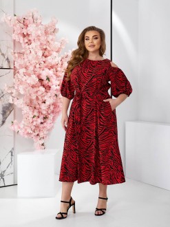Жіноча сукня вільного крою колір червоний-чорний р.52/54 455064