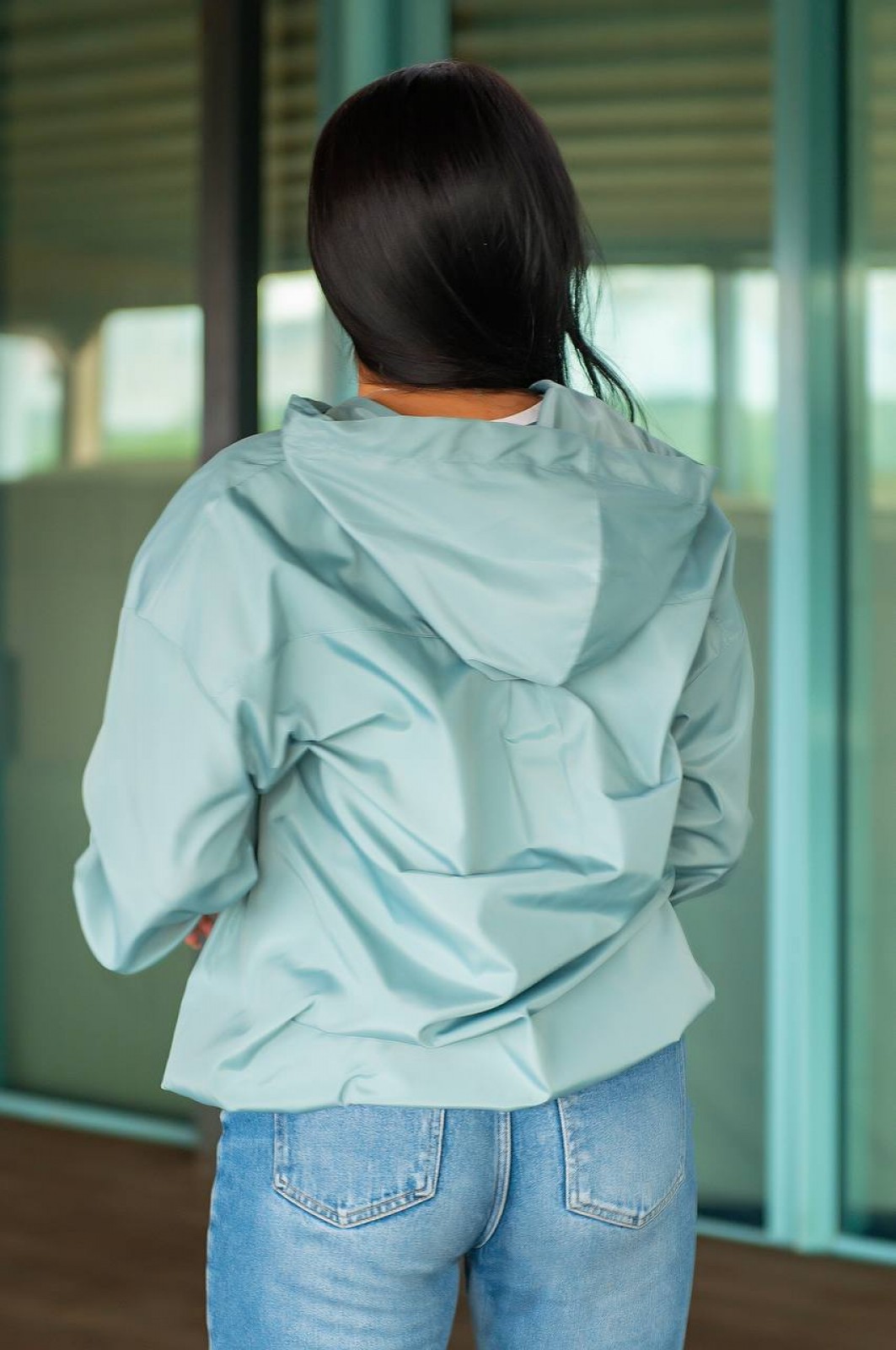 Жіноча куртка з плащової тканини фісташкового кольору р.50/54 374290