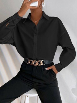 Жіноча сорочка із софту колір чорний р.48/50 451186