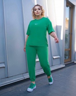 Жіночий спортивний костюм з футболкою колір зелений р.50/52 452659