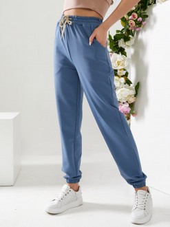 Жіночі спортивні штани двонитка джинсового кольору р.44 406157