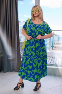 Жіноча вільна сукня із софту колір зелений р.54/56 454785