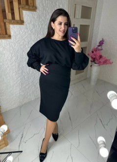Жіноча ангорова сукня в рубчик колір чорний р.54/56 444804