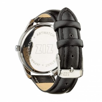 Годинник ZIZ Мінімалізм, ремінець насичено-чорний, срібло і додатковий ремінець 142849
