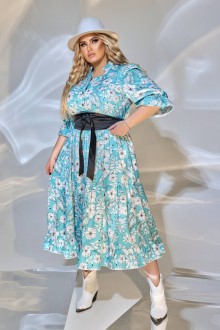 Жіноча вільна сукня із софту колір бірюза р.54/56 449955