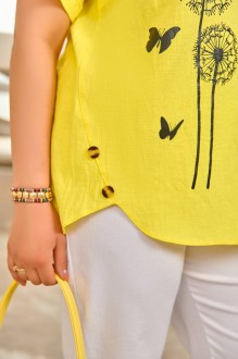 Жіноча льняна блуза колір жовтий р.46/48 433018
