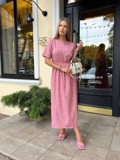 Жіноча сукня із шовкового софту колір рожевий р.46/48 455687
