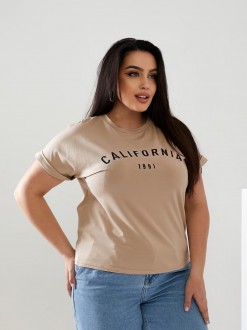 Жіноча футболка California колір бежевий р.42/46 432422