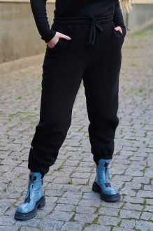 Жіночі штани-джогери на флісі чорного кольору р.56/58 383994