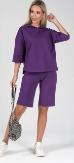 Жіночий костюм двійка з шортами колір фіолет р.54/56 453674