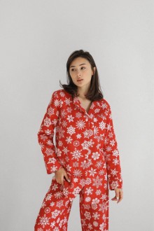 Жіночий піжамний костюм трійка колір червоний р.L 449779