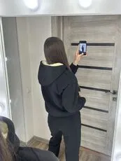 Женский теплый костюм двойка цвет черный, Цвет: Черный, Размер: 54, изображение 2