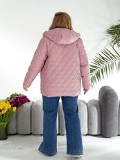 Женская демисезонная куртка розового цвета, Цвет: Розовый, Размер: 56, изображение 4