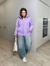 Женская демисезонная куртка сиреневого цвета, Цвет: Сиреневый, Размер: 64, изображение 5