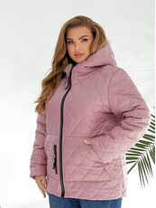 Женская демисезонная куртка розового цвета, Цвет: Розовый, Размер: 56, изображение 6