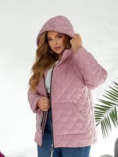 Женская демисезонная куртка розового цвета, Цвет: Розовый, Размер: 56, изображение 3