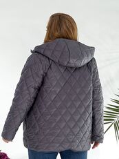 Женская демисезонная куртка цвета графит, Цвет: Серый, Размер: 56, изображение 2