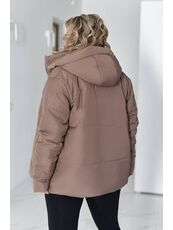 Женская демисезонная куртка цвета капучино, Цвет: Темно-бежевый, Размер: 60, изображение 4