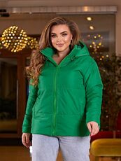 Женская демисезонная куртка цвет трава, Цвет: Светло-зеленый, Размер: 68, изображение 3