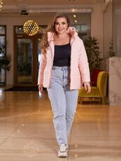 Женская демисезонная куртка розового цвета, Цвет: Розовый, Размер: 64, изображение 6