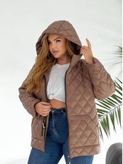 Женская демисезонная куртка цвета мокко, Цвет: Темно-бежевый, Размер: 56, изображение 6