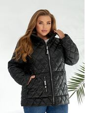 Женская демисезонная куртка черного цвета, Цвет: Черный, Размер: 56, изображение 5