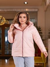 Женская демисезонная куртка розового цвета, Цвет: Розовый, Размер: 64, изображение 2