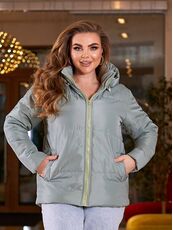 Женская демисезонная куртка цвет оливковый, Цвет: Оливковый, Размер: 64, изображение 6