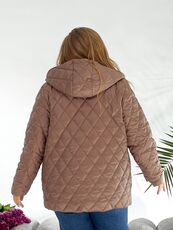 Женская демисезонная куртка цвета мокко, Цвет: Темно-бежевый, Размер: 56, изображение 4