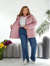 Женская демисезонная куртка розового цвета, Цвет: Розовый, Размер: 56, изображение 2