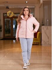 Женская демисезонная куртка розового цвета, Цвет: Розовый, Размер: 64