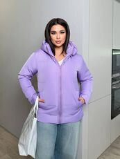 Женская демисезонная куртка сиреневого цвета, Цвет: Сиреневый, Размер: 64