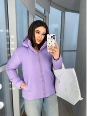 Женская демисезонная куртка сиреневого цвета, Цвет: Сиреневый, Размер: 64, изображение 3