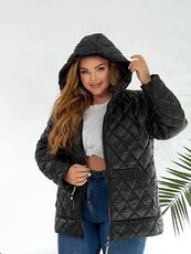 Женская демисезонная куртка черного цвета, Цвет: Черный, Размер: 56, изображение 3