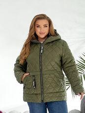 Женская демисезонная куртка цвета хаки, Цвет: Хаки, Размер: 56