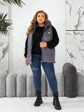 Женская жилетка цвет с капюшоном цвет графит, Цвет: Графитовый, Размер: 56, изображение 5