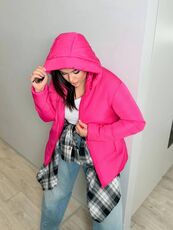 Женская демисезонная куртка малинового цвета, Цвет: Малиновый, Размер: 56, изображение 3