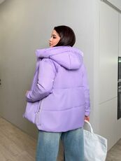 Женская демисезонная куртка сиреневого цвета, Цвет: Сиреневый, Размер: 64, изображение 2