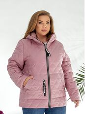 Женская демисезонная куртка розового цвета, Цвет: Розовый, Размер: 56, изображение 5