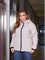 Женская ветровка с капюшоном на подкладке бежевого цвета, Цвет: Бежевый, Размер: 60