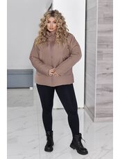 Женская демисезонная куртка цвета капучино, Цвет: Темно-бежевый, Размер: 60, изображение 2
