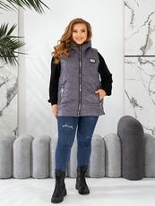 Женская жилетка цвет с капюшоном цвет графит, Цвет: Графитовый, Размер: 56, изображение 2