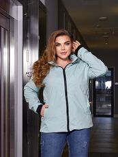 Женская ветровка с капюшоном на подкладке голубого цвета, Цвет: Голубой, Размер: 60