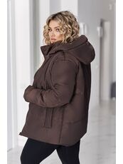 Женская демисезонная куртка цвета шоколад, Цвет: Коричневый, Размер: 52, изображение 2