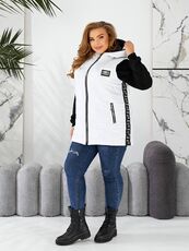 Женская жилетка цвет с капюшоном цвет белый, Цвет: Белый, Размер: 56, изображение 2