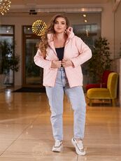 Женская демисезонная куртка розового цвета, Цвет: Розовый, Размер: 64, изображение 5