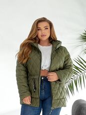 Женская демисезонная куртка цвета хаки, Цвет: Хаки, Размер: 56, изображение 5